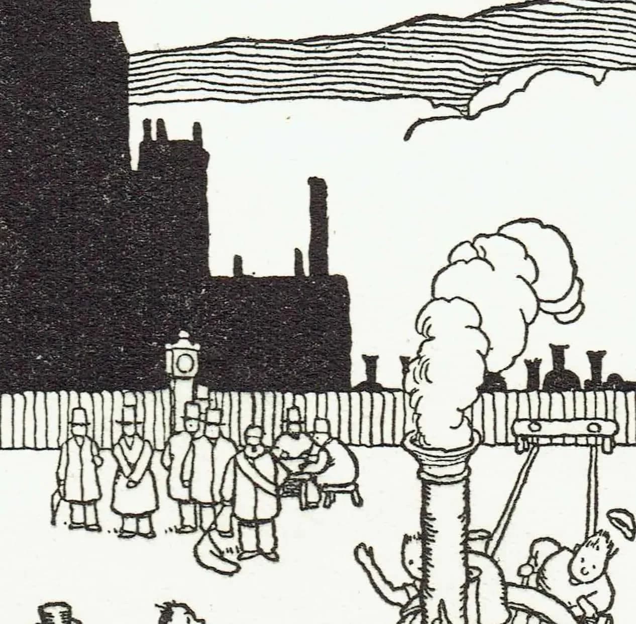 1935 Railway Humour - Original Vintage Print By Heath Robinson - Great Western Railway Centenary Cartoon Satire - 7 x 9.5 in
