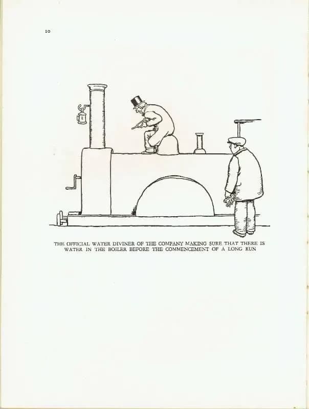 1935 Railway Pioneers Paddington Canal - Original Vintage Print By Robinson - Great Western Railway Centenary Humorous Cartoon - 7 x 9.5 in