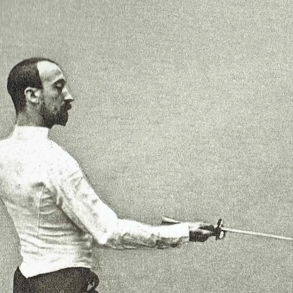 1889 The Salute Fencing Position - Original Antique Engraving - Badminton Library Victorian Sports Martial Arts - 7 x 5 in