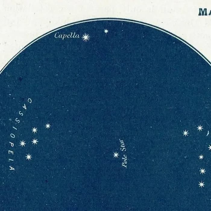 1944 Original Vega Capella Star Map Print - Constellation Chart - Vintage Astronomy Book Illustration - 4 x 6 in