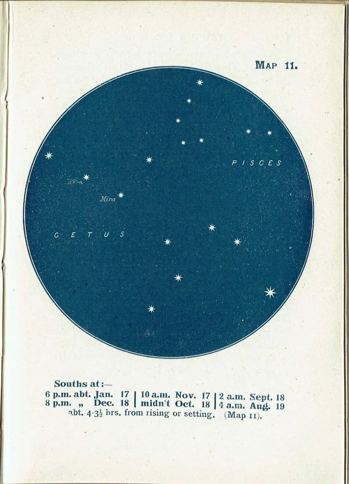 1944 Original Pisces Cetus Constellation Star Map Print - Vintage Astronomy Chart - Scientific Study Book Illustration - 4 x 6 in