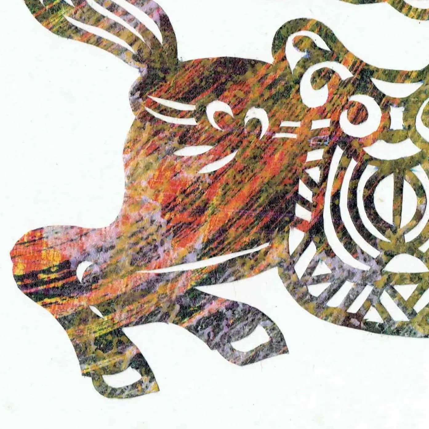 1970s Vietnamese Horse Paper Cut Print - Folk Art Animal (6x4 in)
