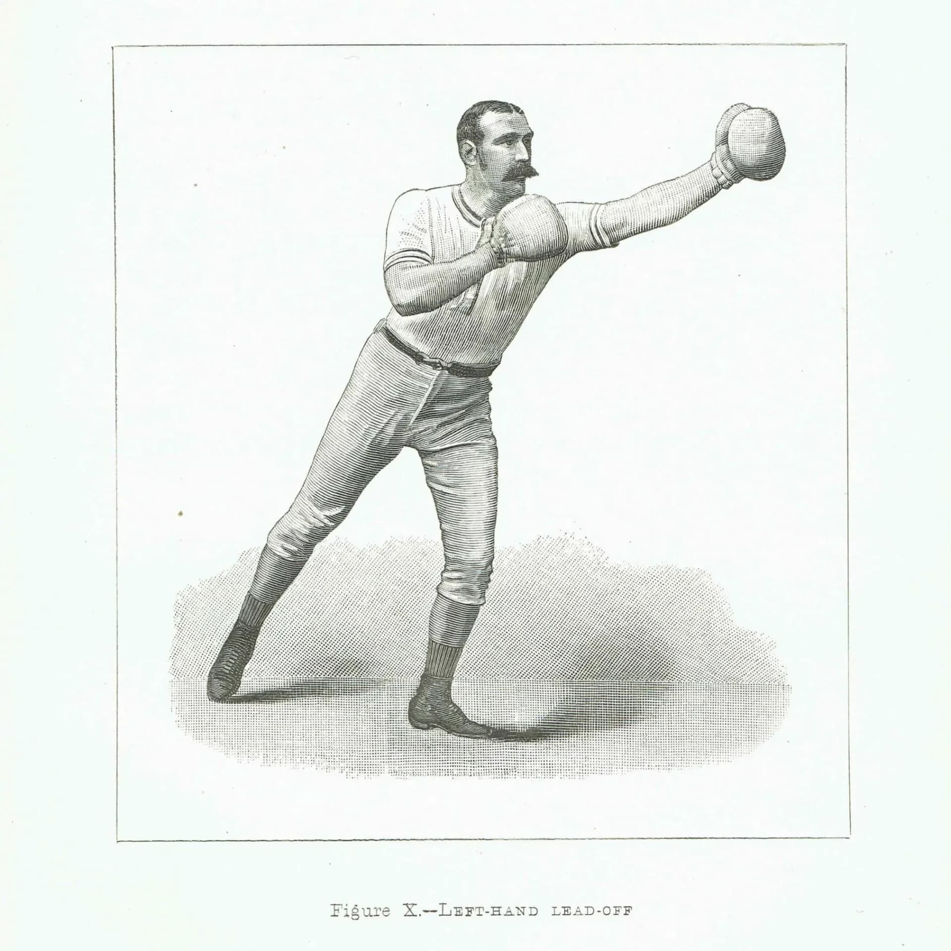 1889 Left-Hand Lead-Off Boxing - Original Antique Print - Badminton Library Victorian Sports Pugilism Athletic Training - 5 x 7 in