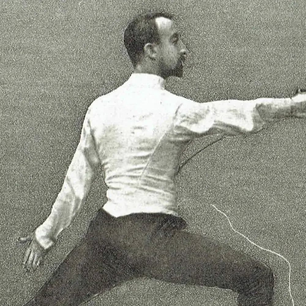 1889 Time Thrust in Octave - Original Antique Engraving - Badminton Library Fencing Victorian Sports Instruction - 5 x 7 in