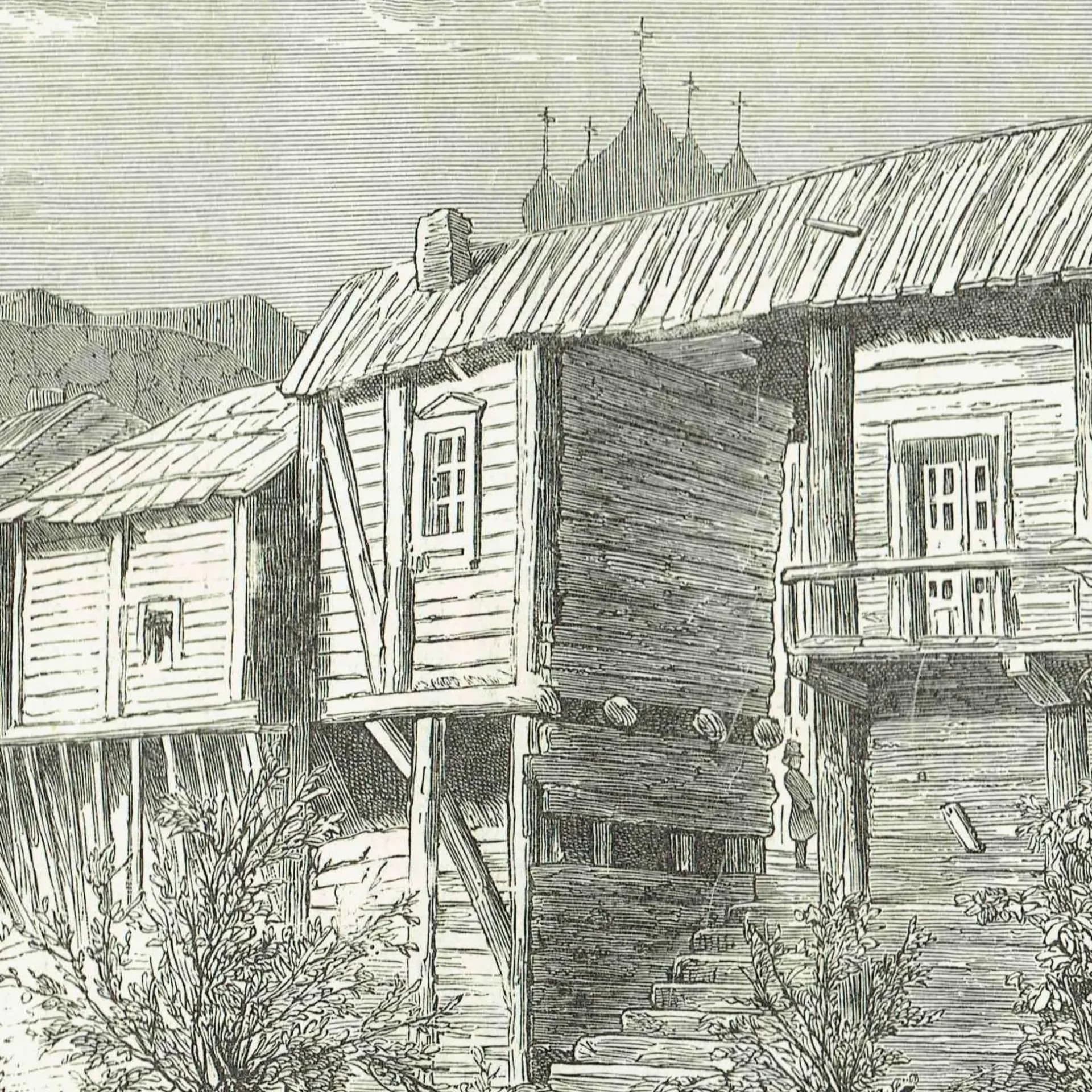 1871 Kazan Moat Old City Russia - Antique Engraving - Illustrated Travels Victorian Russian Landscape - 11.5 x 8 in