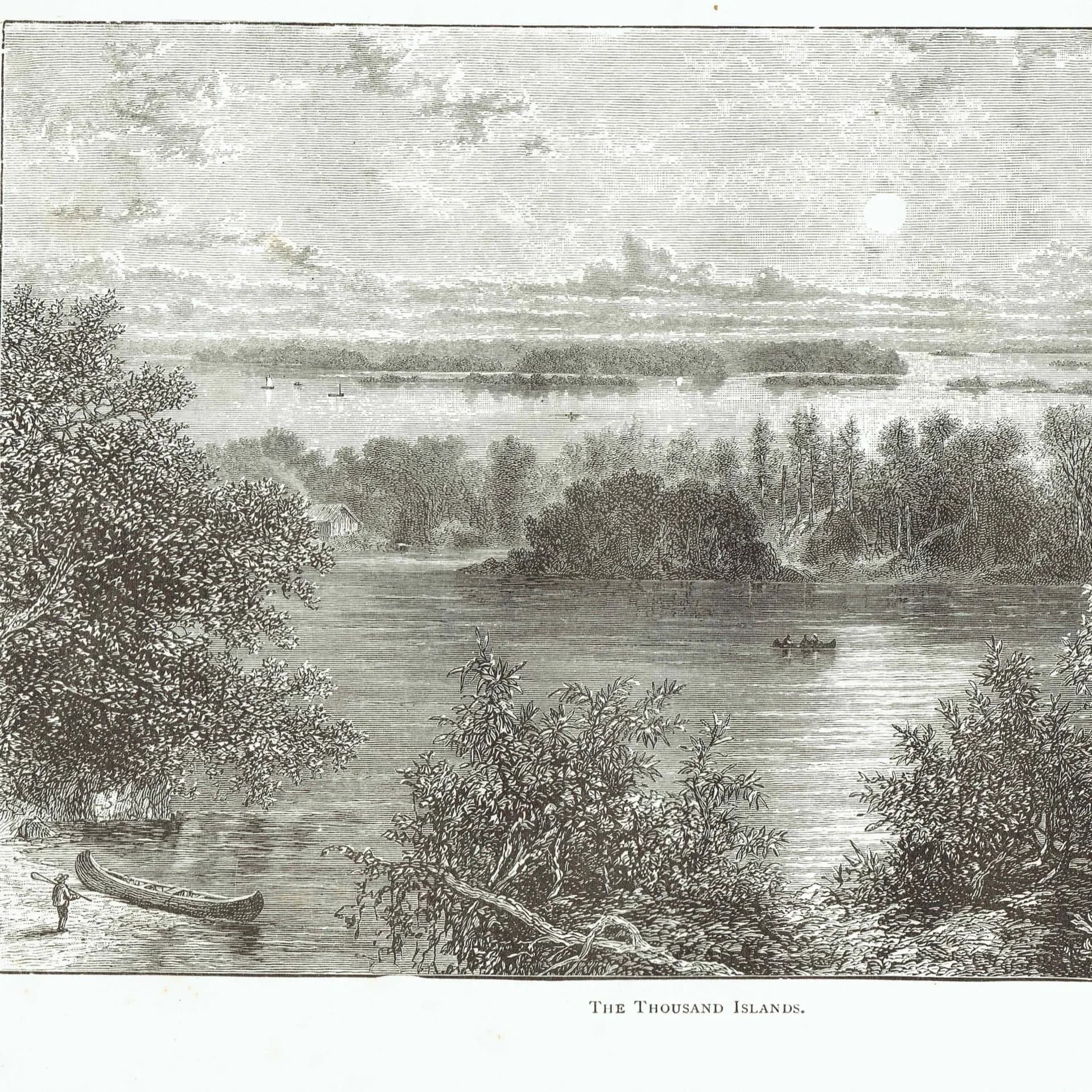 1885 Thousand Islands Canada - Antique Engraving By Lorne - St Lawrence River Victorian Landscape Canadian Travel Print - 10 x 7 in