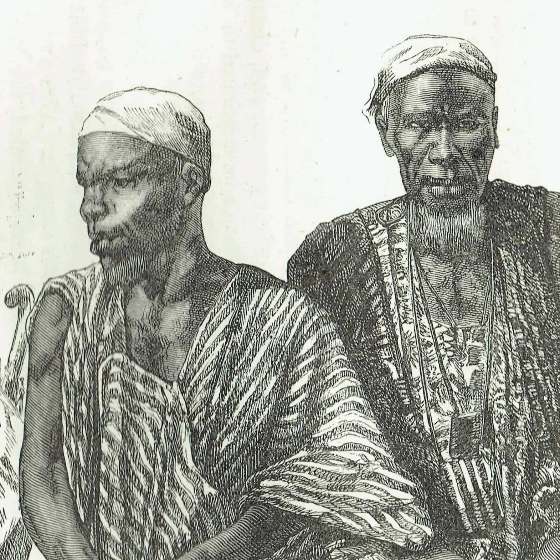 1875 African Pilgrims Portrait - Antique Engraving Travels Vol 6 Victorian Africa Ethnographic - 11.5 x 8 in