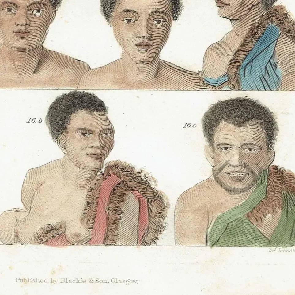 c.1875 Man Print - Ethnographic Heads - Hand-Coloured Anthropological Portraits - 9.75 x 6.25 in