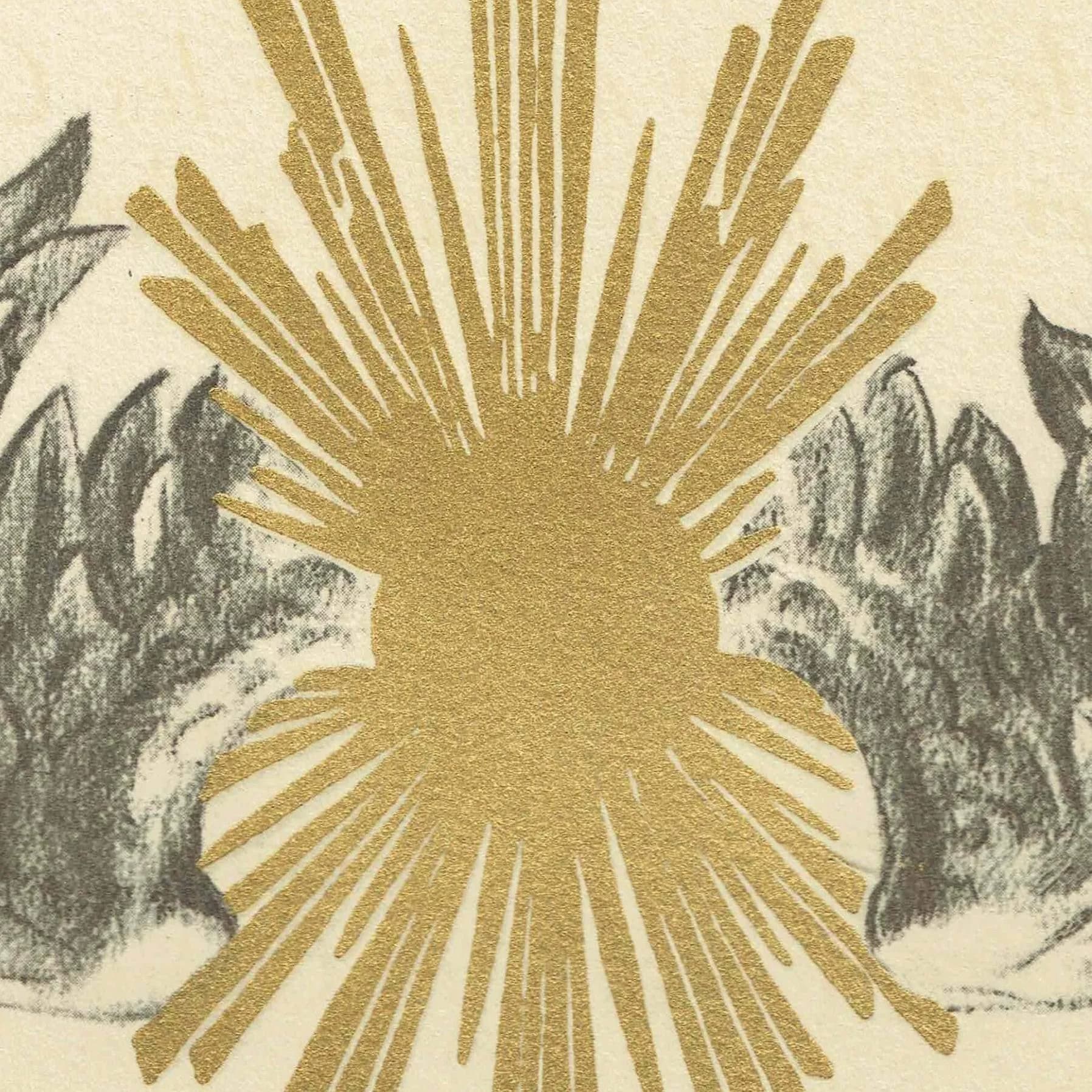 1947 Gold Sun & Heraldic Wings - Original Vintage Print - Soleils Paris Folio Arts et Métiers Graphiques Limited Edition - 10 x 13.5 in
