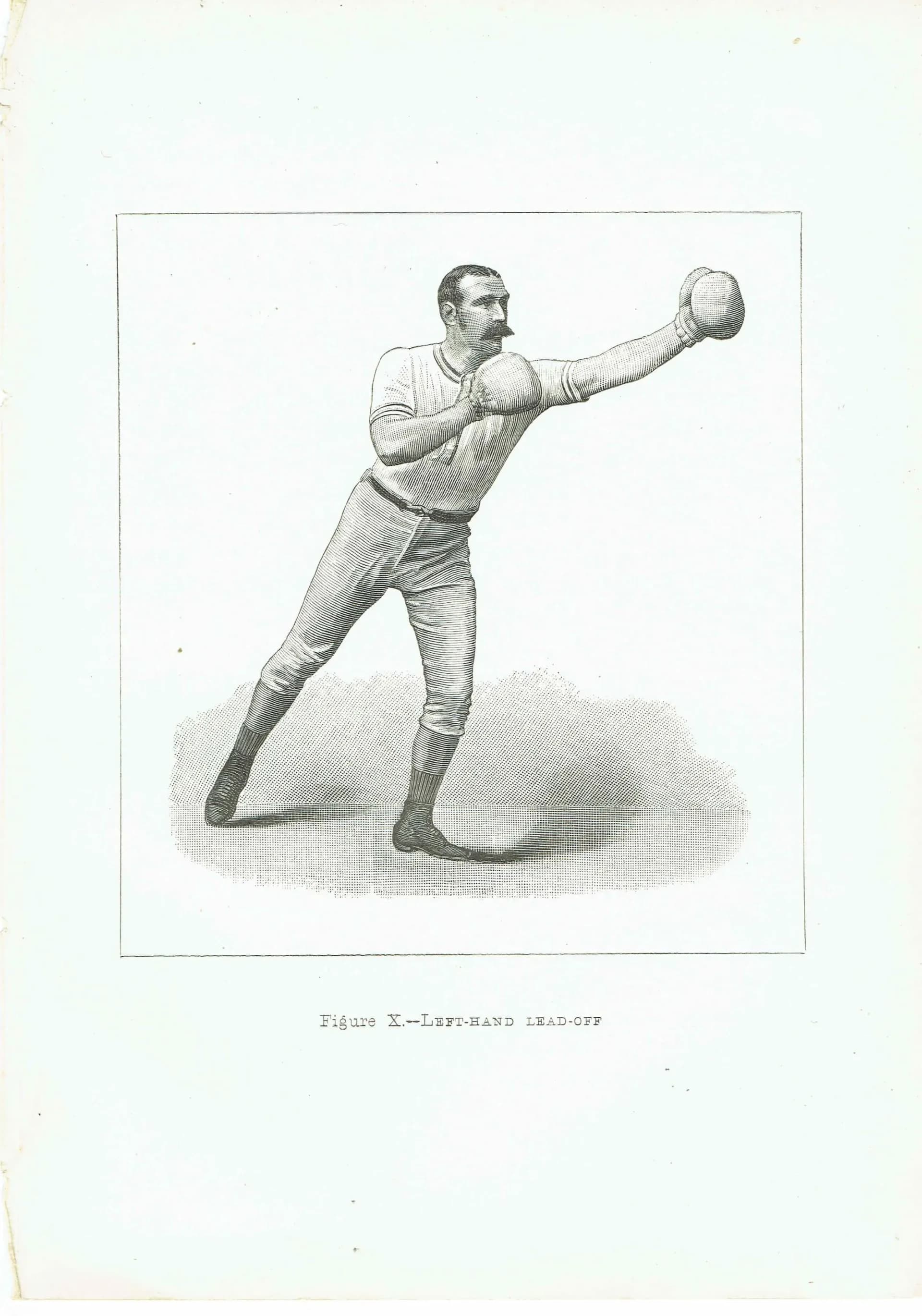 1889 Left-Hand Lead-Off Boxing - Original Antique Print - Badminton Library Victorian Sports Pugilism Athletic Training - 5 x 7 in