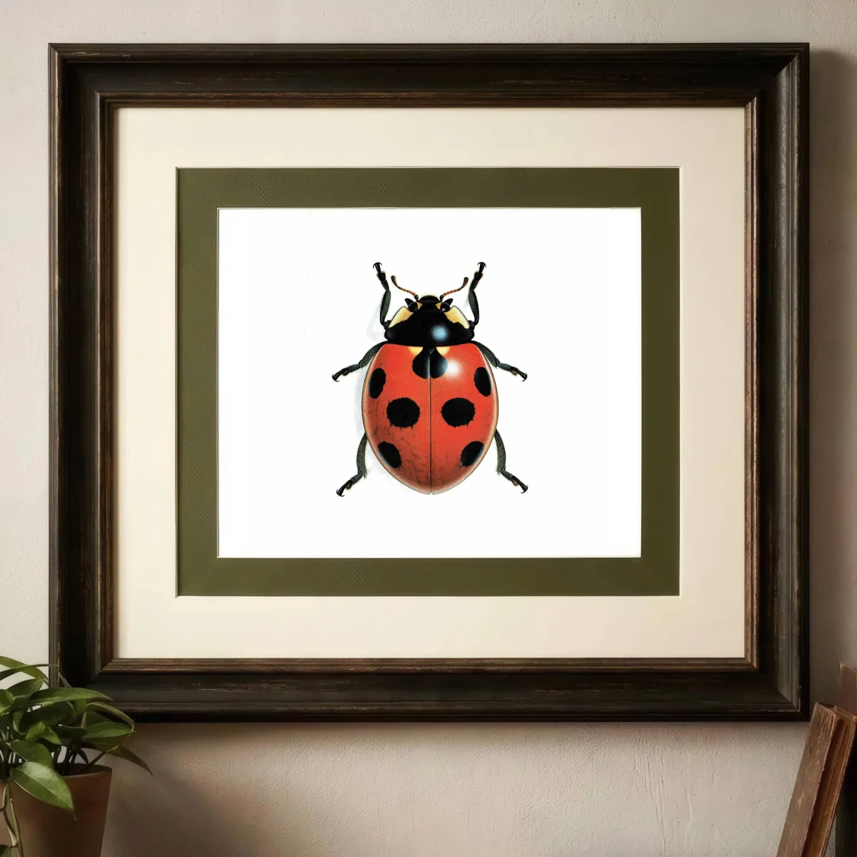 1986 Seven-Spotted Ladybird Coccinella Septempunctata Print - Durin Bernard Les Insectes - Scientific Art - Linnaeus Entomology - 11 x 13 in