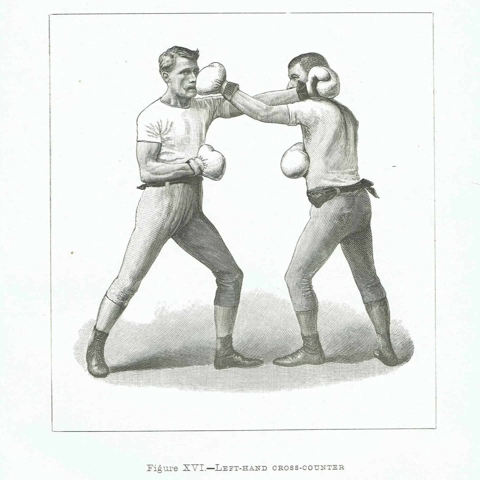 1889 Left-Hand Cross-Counter Boxing - Original Antique Print - Badminton Library Victorian Sports Pugilism Athlete - 5 x 7 in