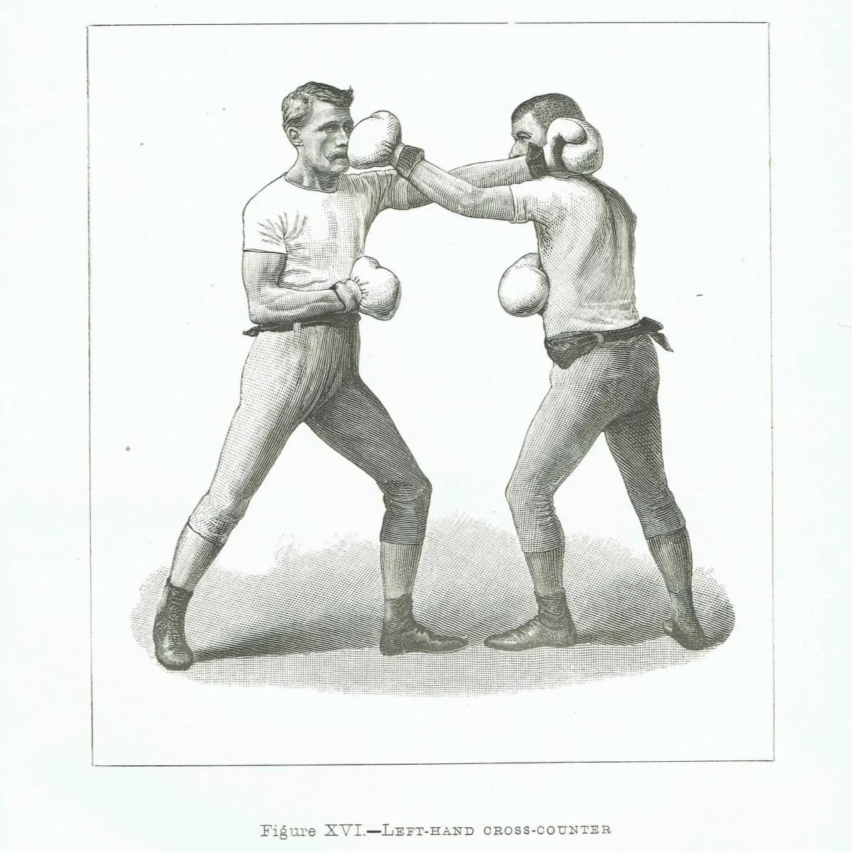 1889 Left-Hand Cross-Counter Boxing - Original Antique Print - Badminton Library Victorian Sports Pugilism Athlete - 5 x 7 in