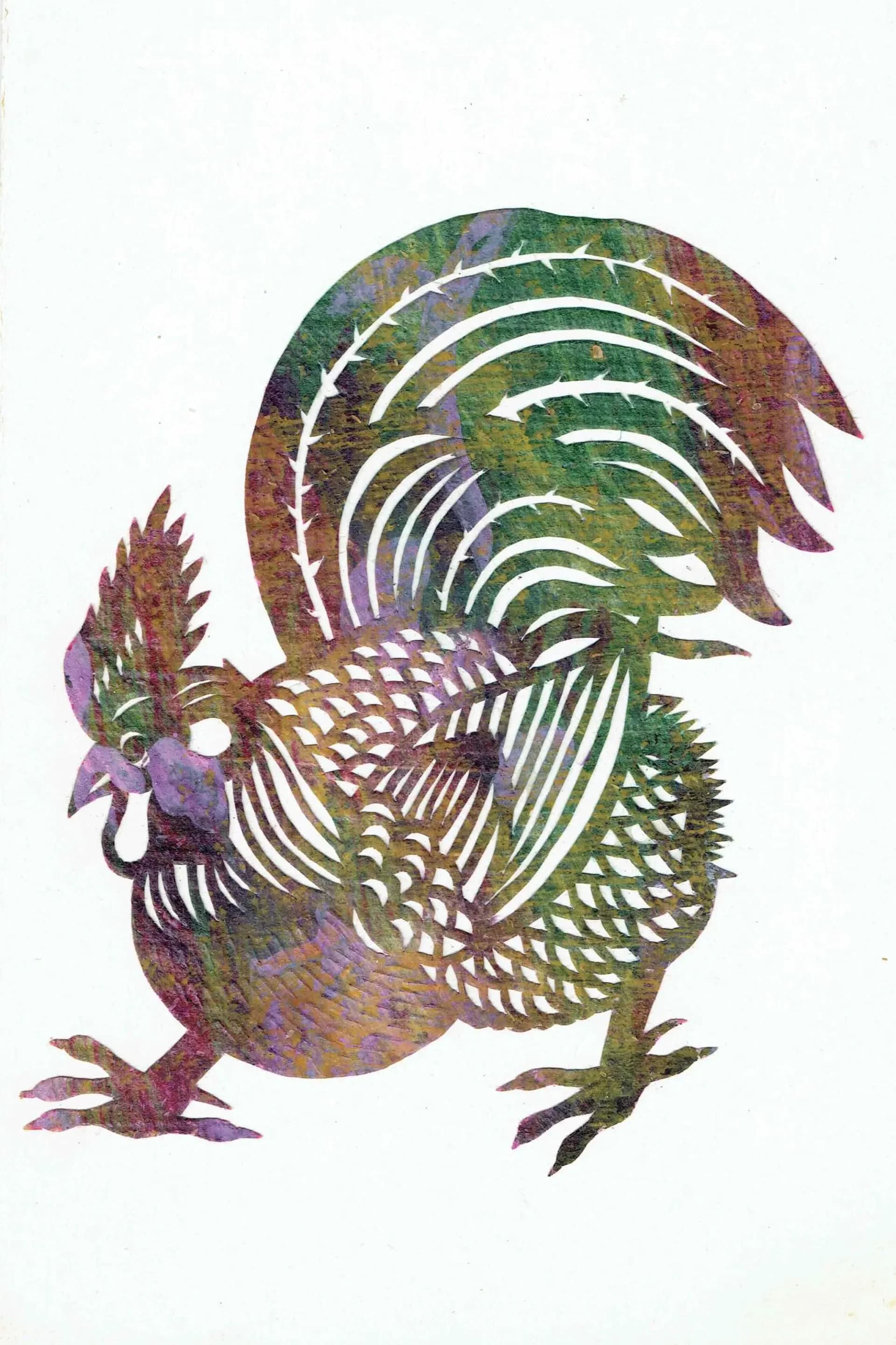 1970s Rooster Paper Cut – Original Vietnamese Folk Art Silhouette