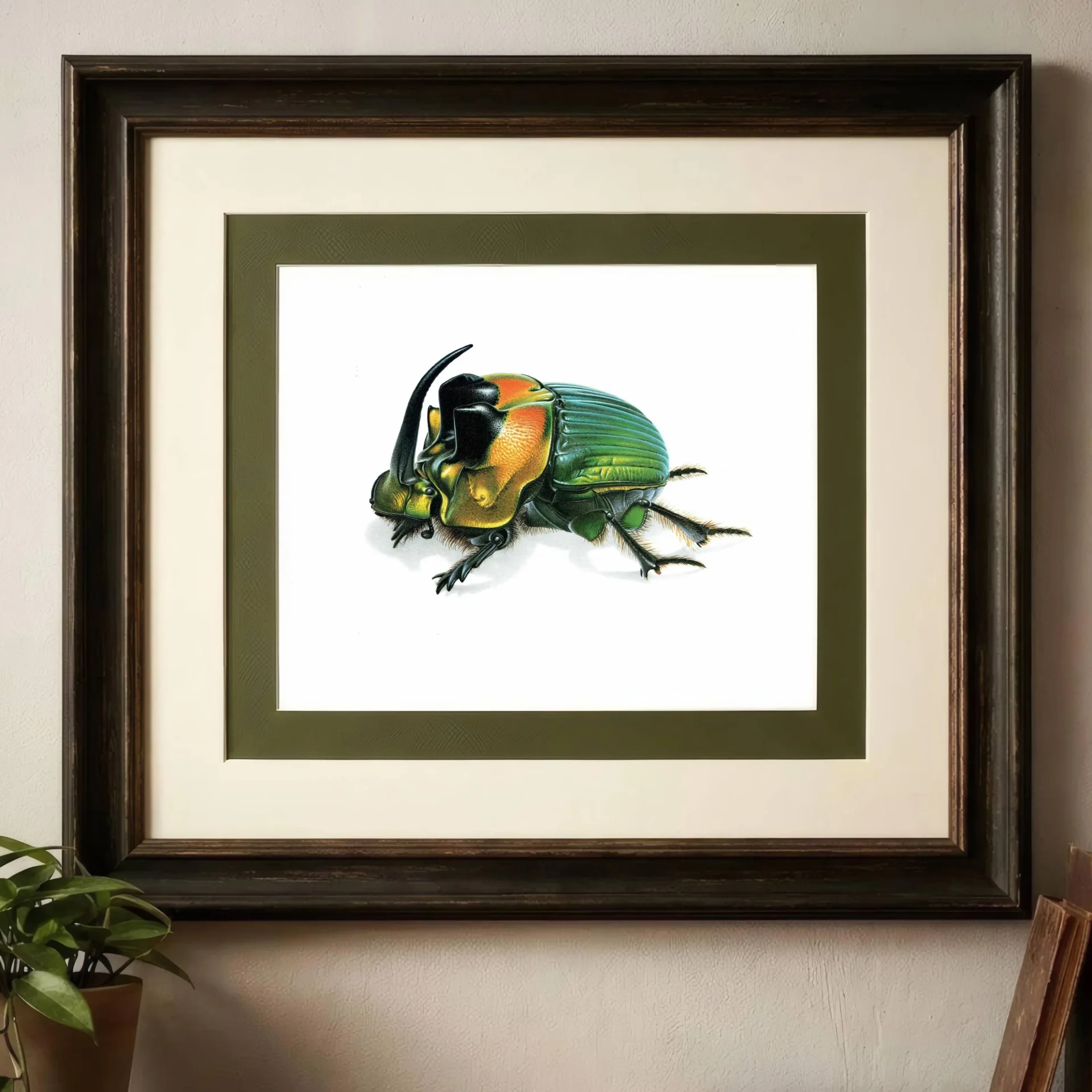 1986 Rainbow Scarab Emperor Dung Beetle Print - Durin Bernard Insectes - Scientific Illustrations Louis Chevrolat Entomology - 11 x 13 in
