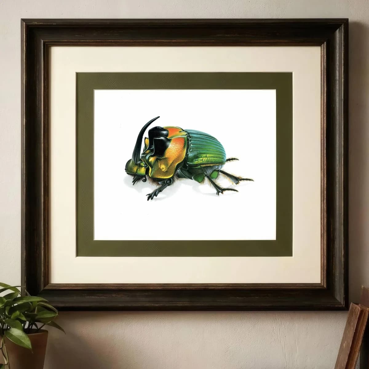 1986 Rainbow Scarab Emperor Dung Beetle Print - Durin Bernard Insectes - Scientific Illustrations Louis Chevrolat Entomology - 11 x 13 in