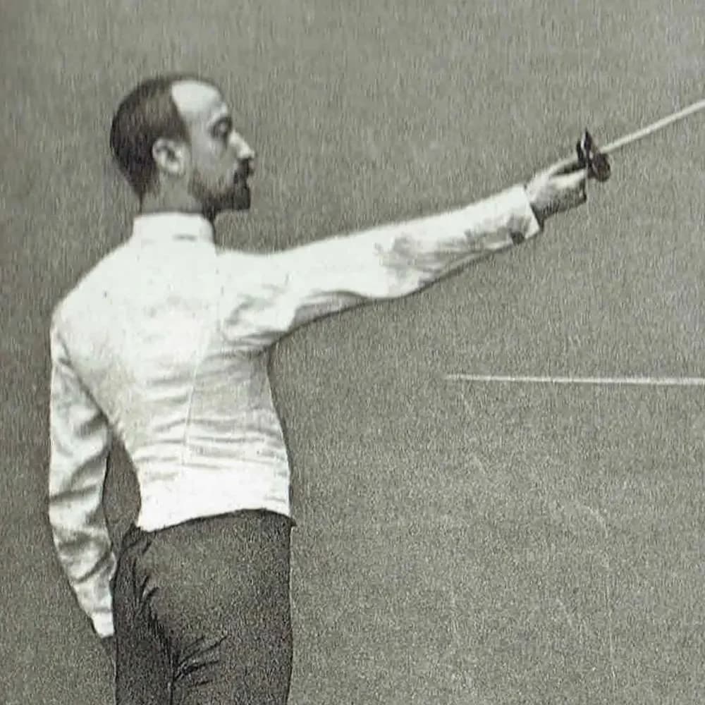 1889 Fencing The Salute Taking Distance - Original Antique Engraving - Badminton Library Victorian Sports Instruction Manual - 5 x 7 in