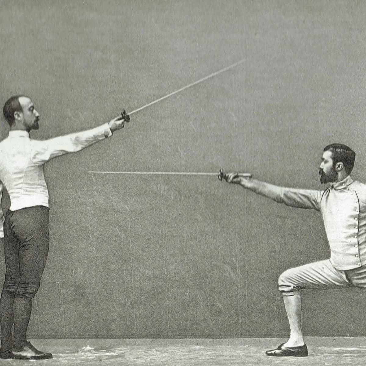 1889 Fencing The Salute Taking Distance - Original Antique Engraving - Badminton Library Victorian Sports Instruction Manual - 5 x 7 in