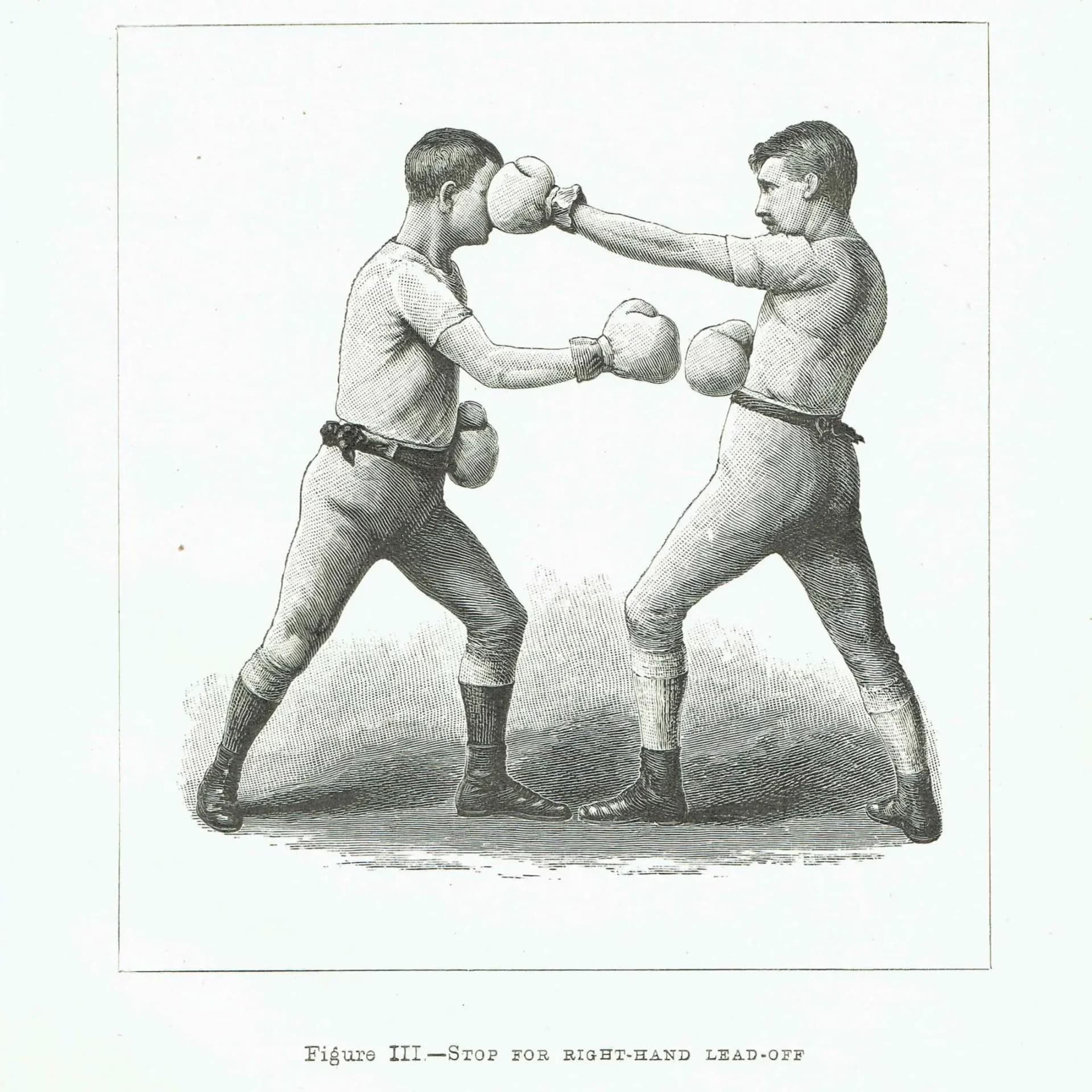 1889 Boxing Sparring Technique - Original Antique Print - Badminton Library Victorian Sports Athletic Training Illustration - 5 x 7 in