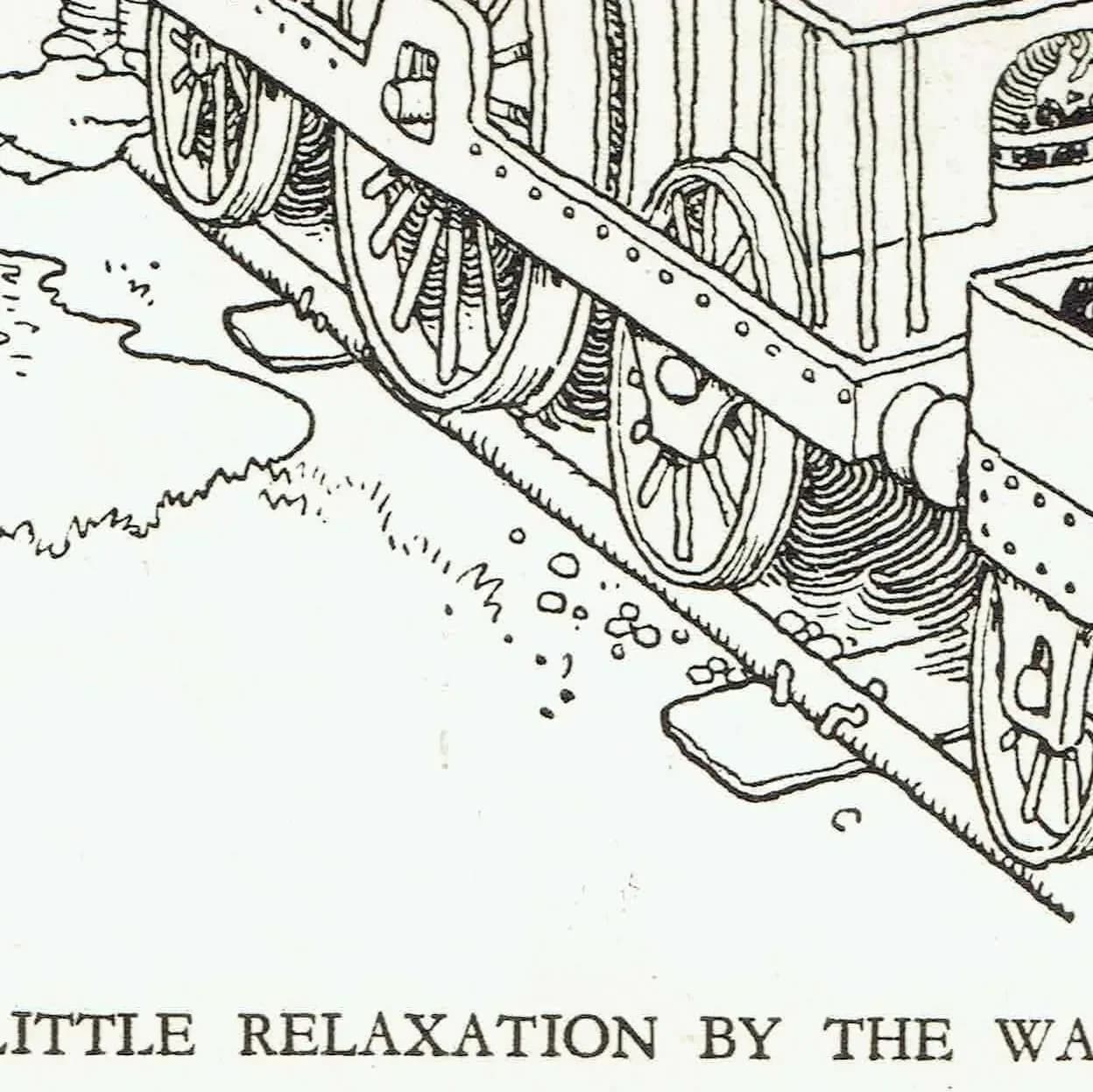 1935 Railway Humour - Original Vintage Print By Heath Robinson - Great Western Railway Centenary Cartoon Satire - 7 x 9.5 in