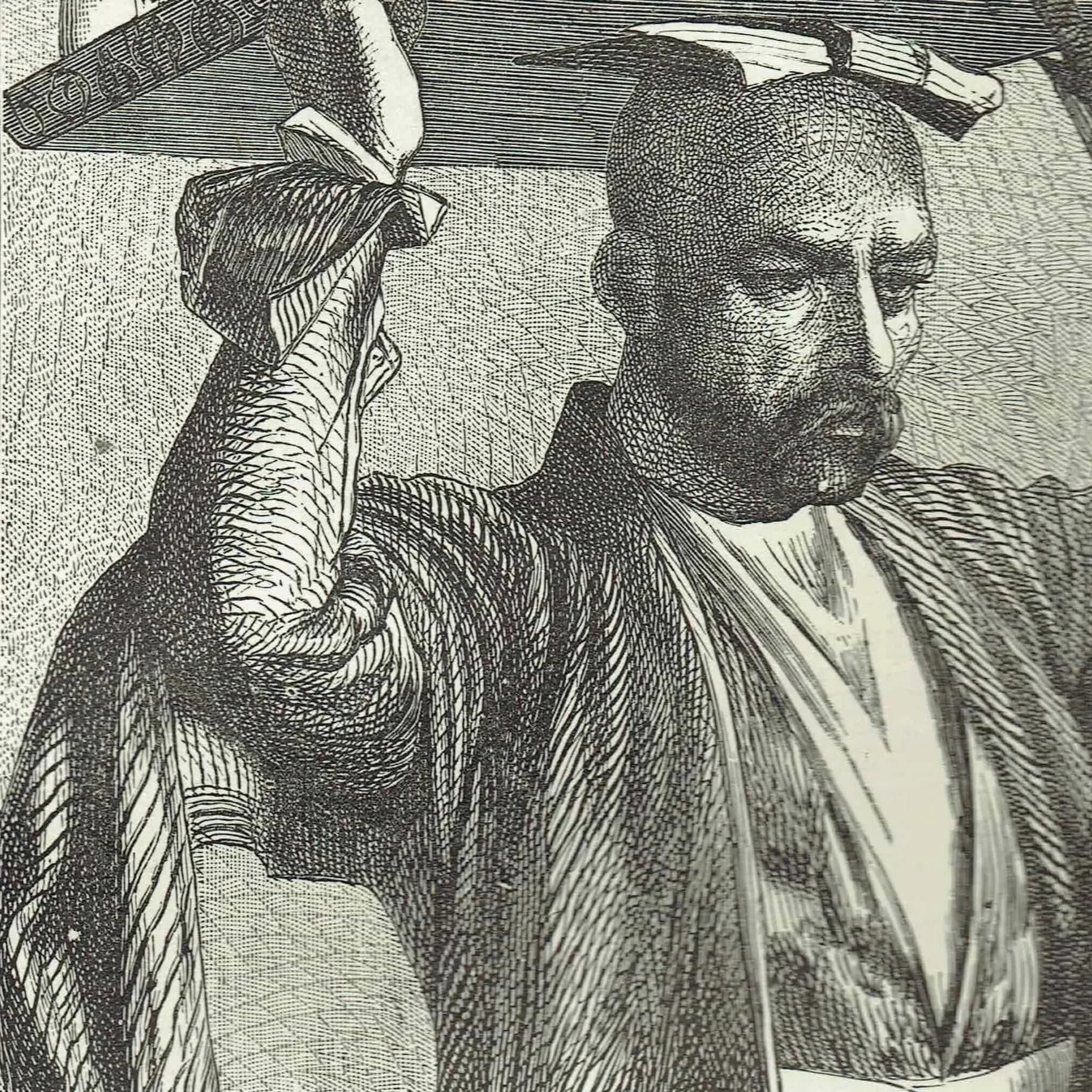 1870s Caucasian Prince in Chain Armour - Antique Print - Victorian Travel Portrait Caucasus Warrior Illustration - 8 x 11.5