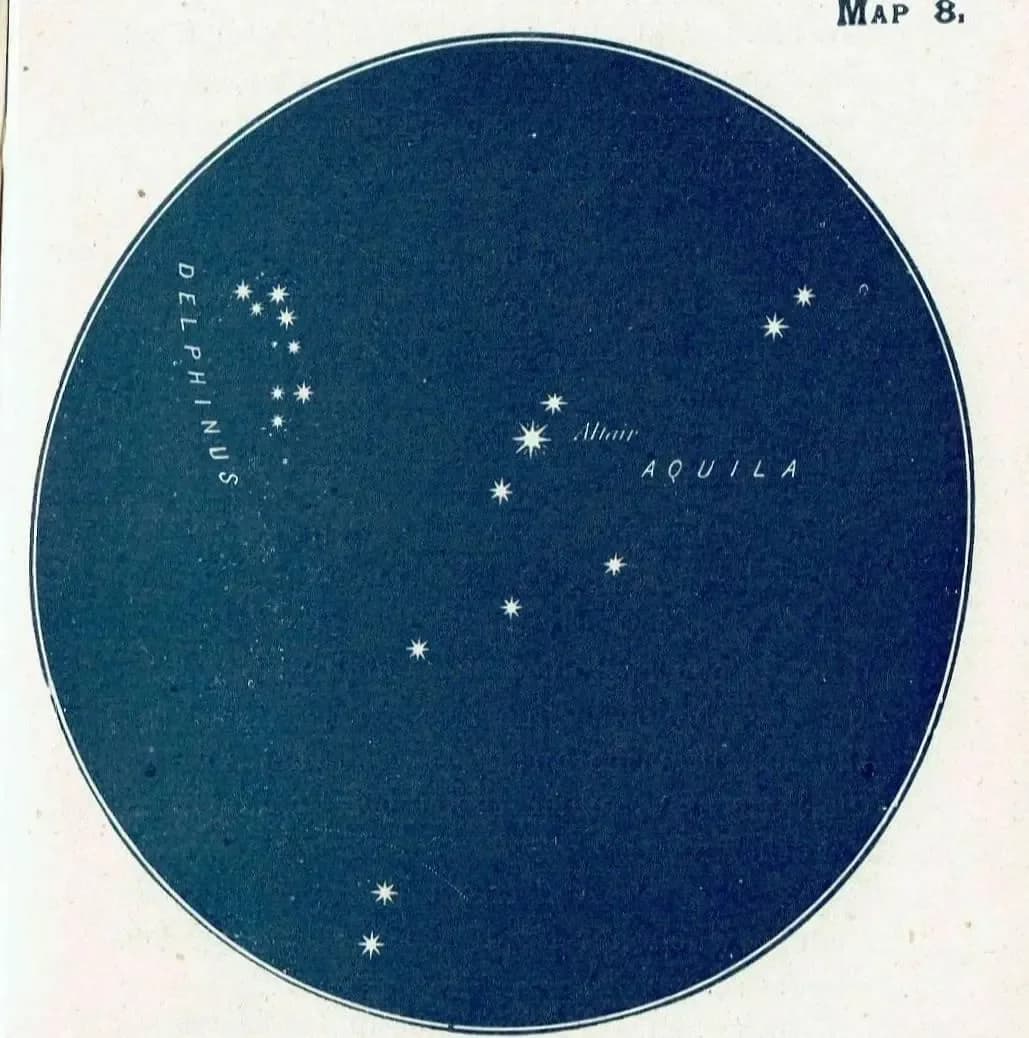 1944 Original Aquila Eagle Constellation Star Map Print - Vintage Astronomy Atlas - Scientific Celestial Chart - 4 x 6 in