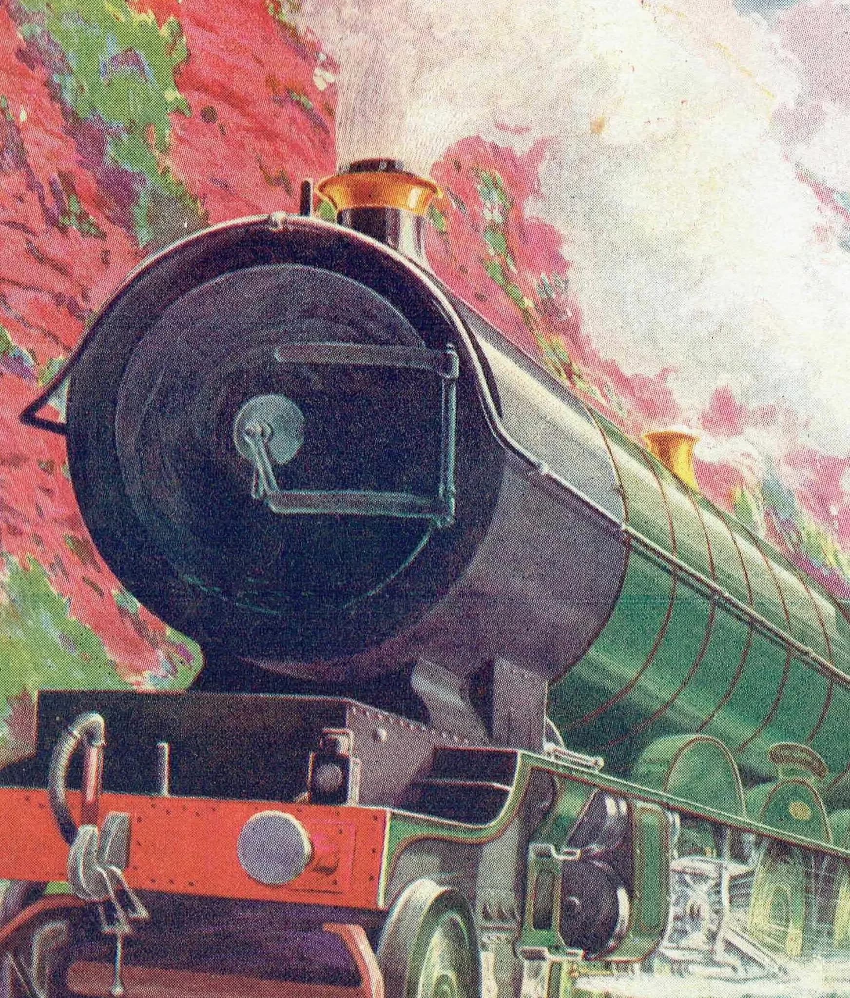 1922 GWR Great Bear Devon Coast - Original Vintage Print By E. Ford - Steam Locomotive Railway Dawlish Teignmouth Art - 9.5 x 8 in
