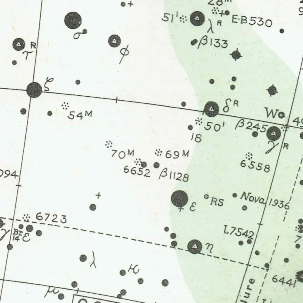 1943 Cygnus & Lyra Star Chart - Original Vintage Print By Norton - Map 14 Celestial Atlas Astronomy Constellation Decor - 8.5 x 10.4 in
