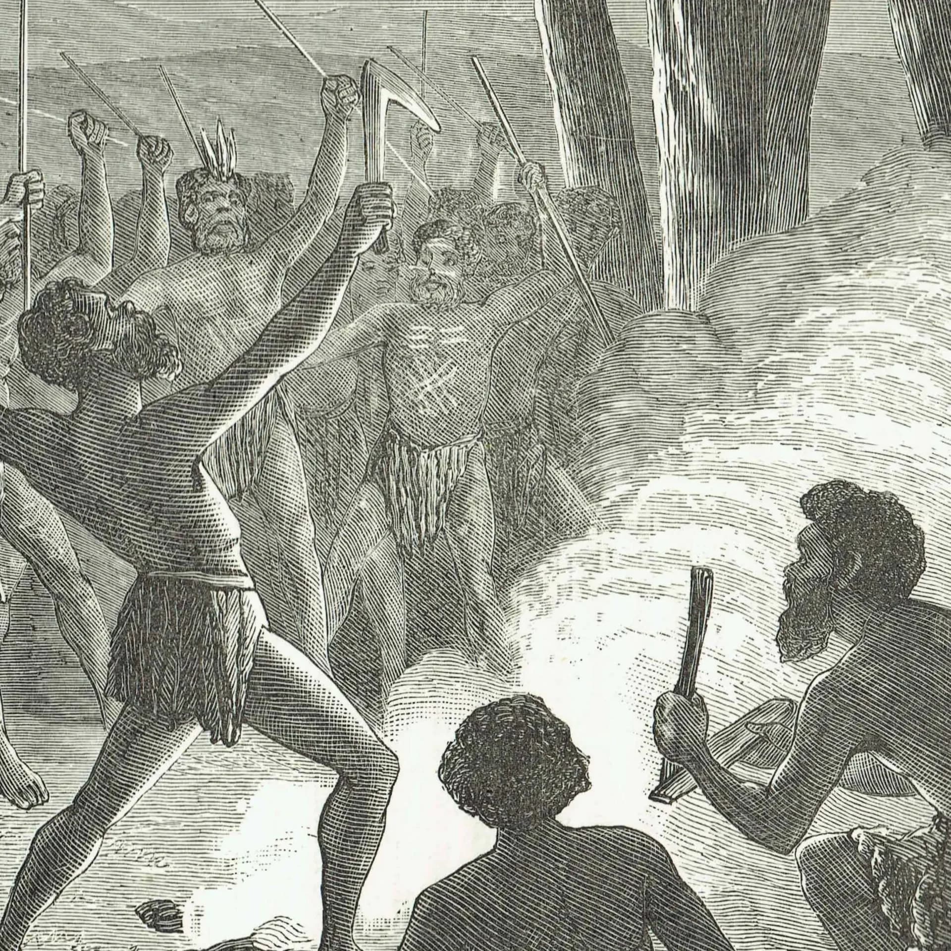 1870s Australian Corroboree at Coolaminga - Antique Print - Victorian Travel Aboriginal Ceremony Illustration - 11.5 x ...