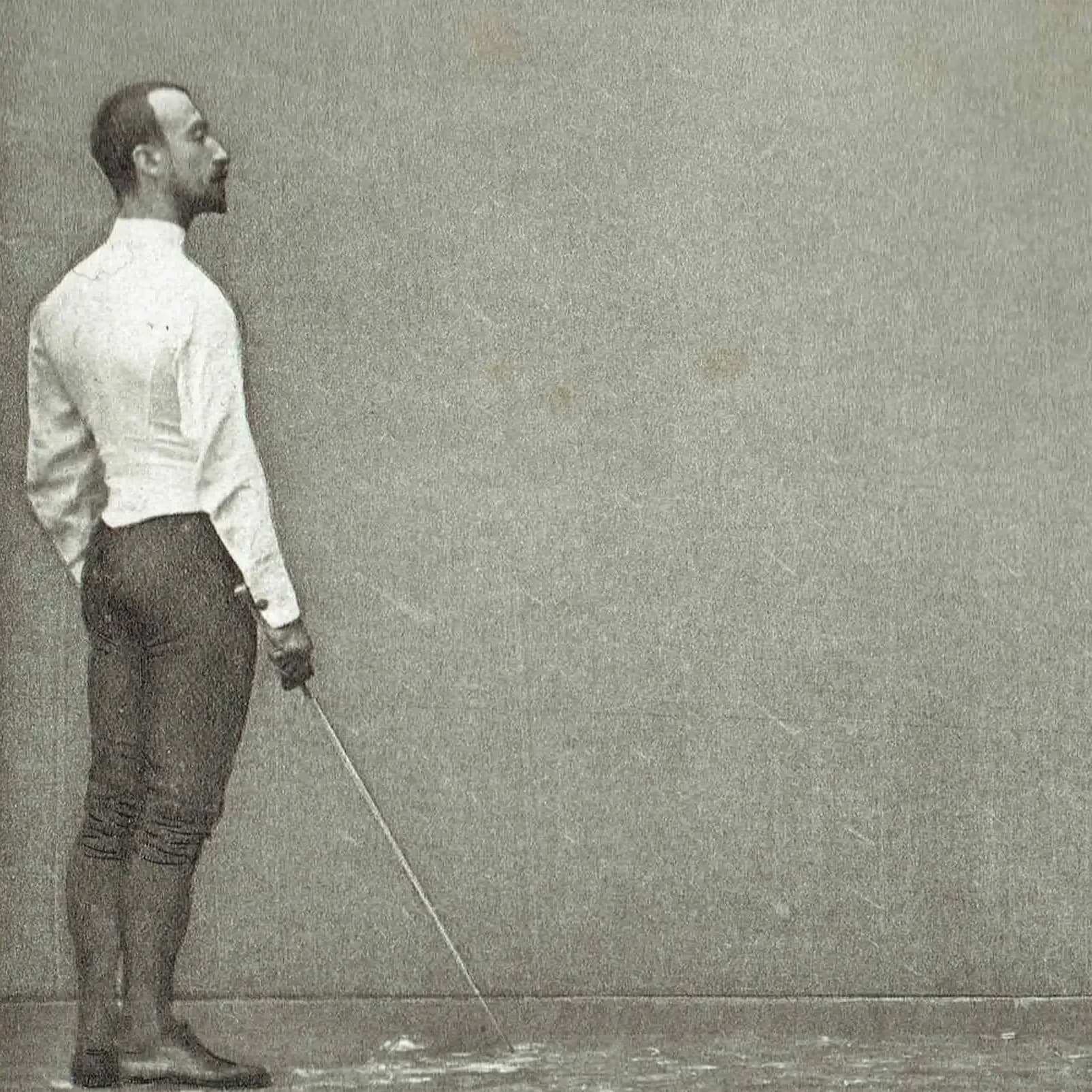 1889 Fencing Salute Position - Original Antique Engraving - Badminton Library Victorian Sports Instruction Swordplay - 5 x 7 in