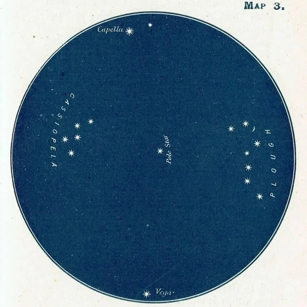 1944 Original Vega Capella Star Map Print - Constellation Chart - Vintage Astronomy Book Illustration - 4 x 6 in