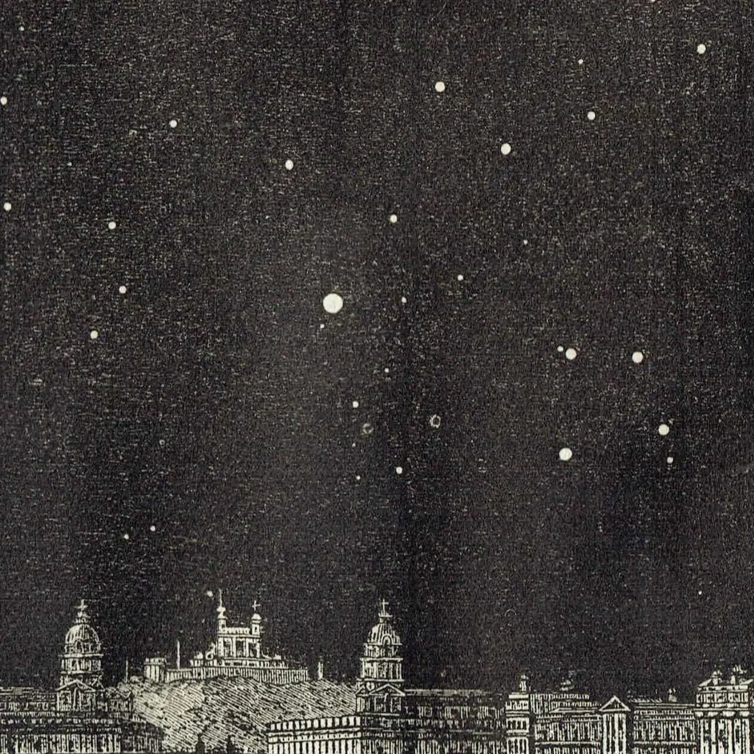 1868 Midnight Sky at London - Original Antique Star Chart - Victorian Astronomy Night Sky April Celestial Map Science - 6.25 x 10 in