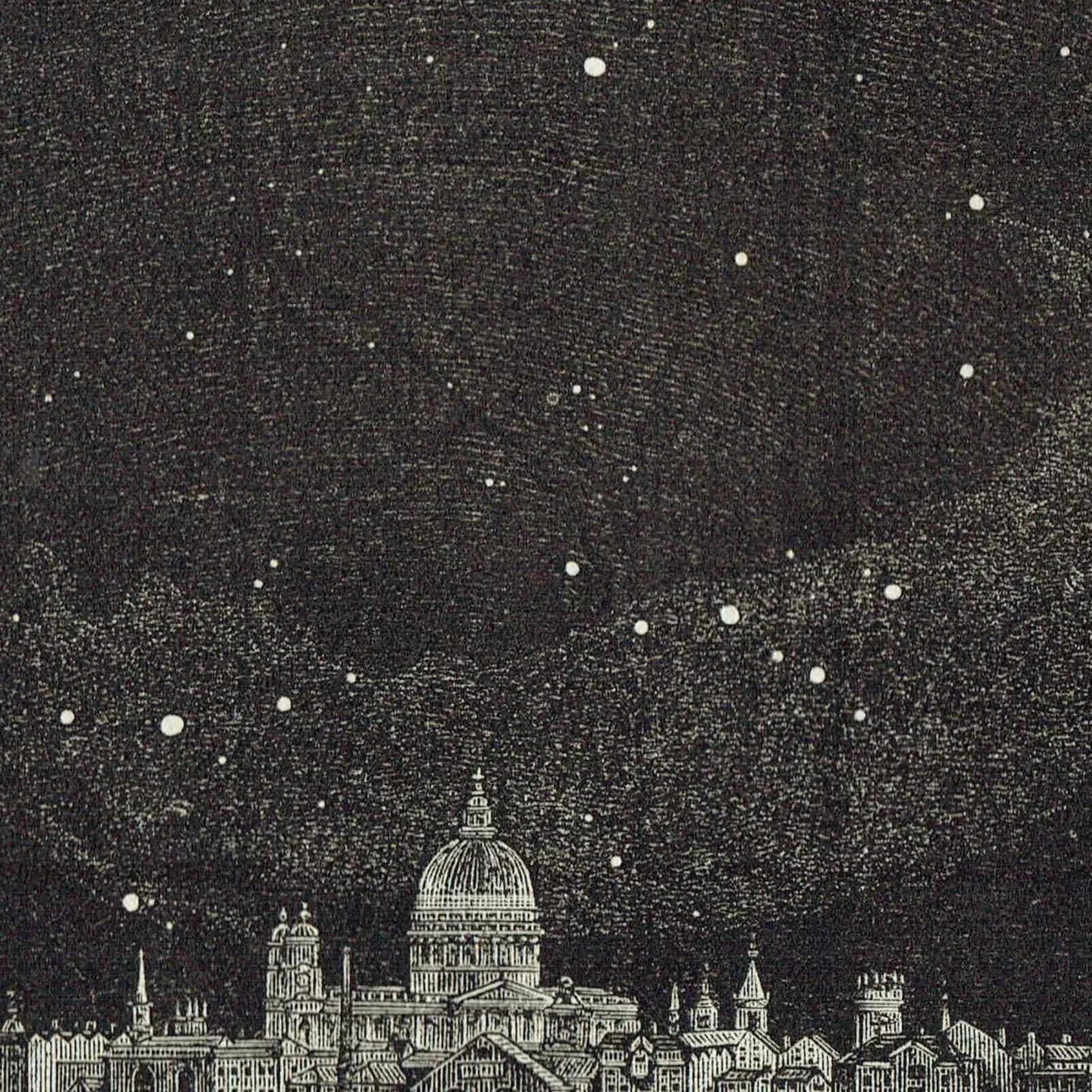 1868 Midnight Sky at London - Original Antique Star Chart - Victorian Astronomy Night Sky April Celestial Map Science - 6.25 x 10 in