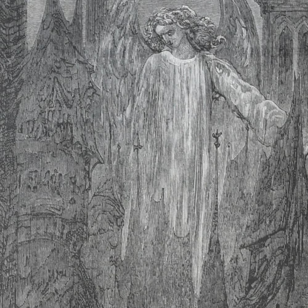 1866 Legend of the Wandering Jew - Plate 4 Original Antique Print after Doré - Gothic Fantasy Biblical Legend Steel Engraving - 14 x 20 in